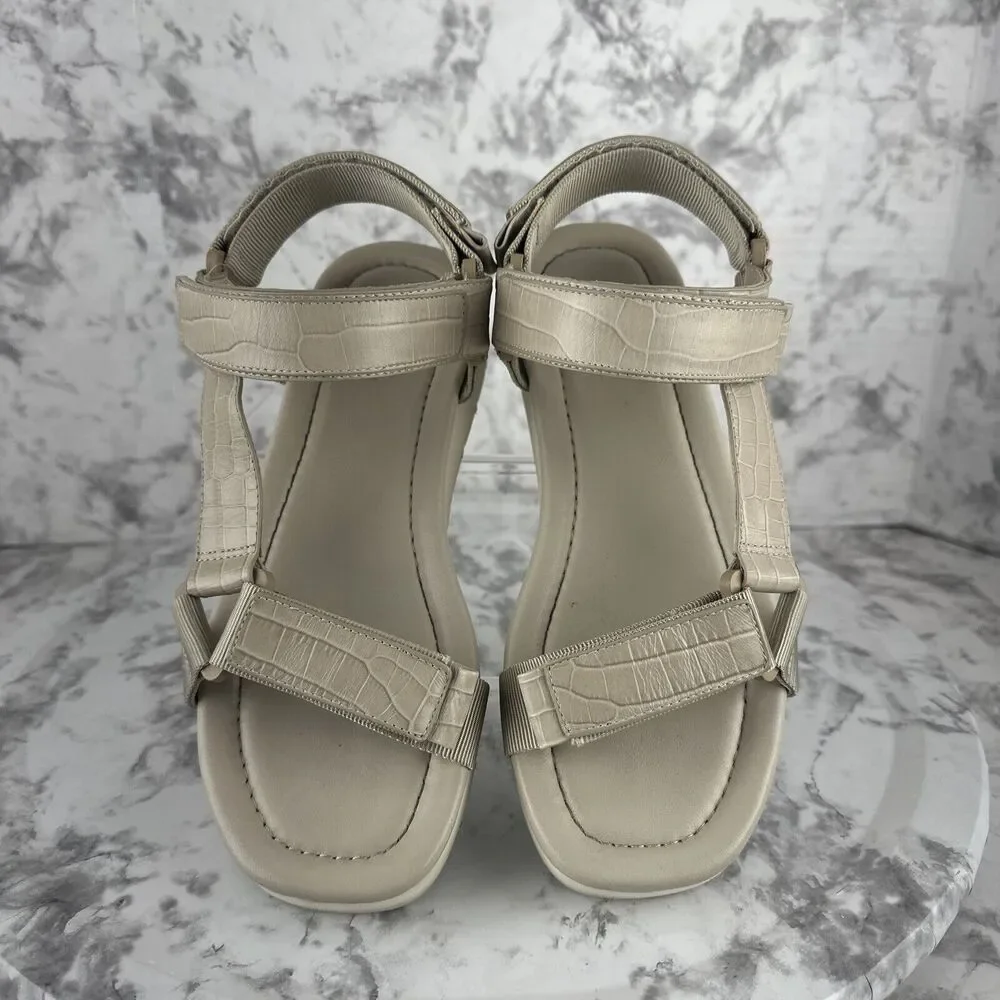Vince Womens Carver Flatform Sport Sandal Size 7 Taupe Beige Gray Leather - Picture 3 of 7